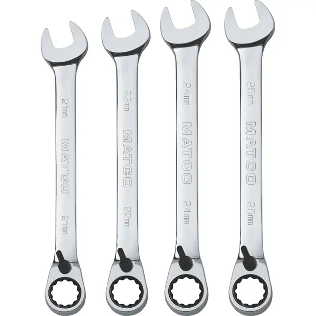 4 PIECE 72 TOOTH REVERSIBLE COMBINATION RATCHETING WRENCH SET