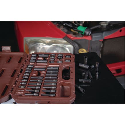 48 PIECE 1/4" DRIVE METRIC AND SAE 6 POINT ADV STANDARD AND DEEP IMPACT SOCKET SET