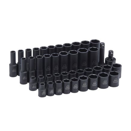 3/8" DRIVE 42 PIECE METRIC & SAE 6 POINT STANDARD AND DEEP ADV IMPACT SOCKET SET