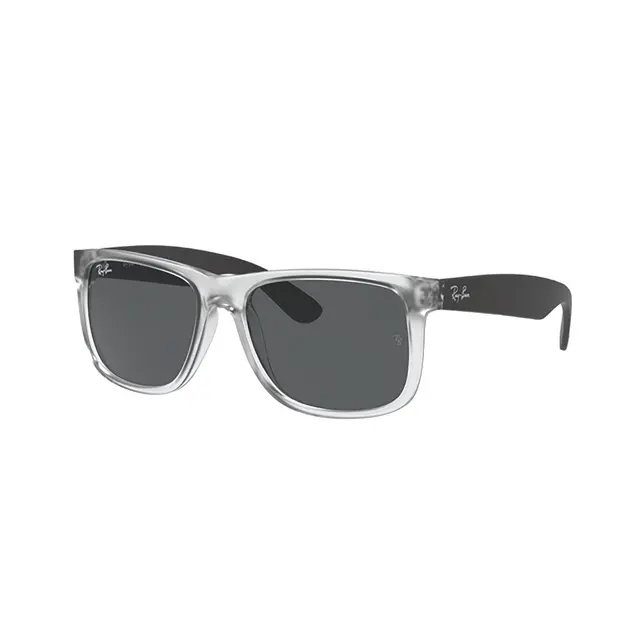 RAYBAN® JUSTIN TRANSPARENT BLACK WITH GRAY CLASSIC LENS