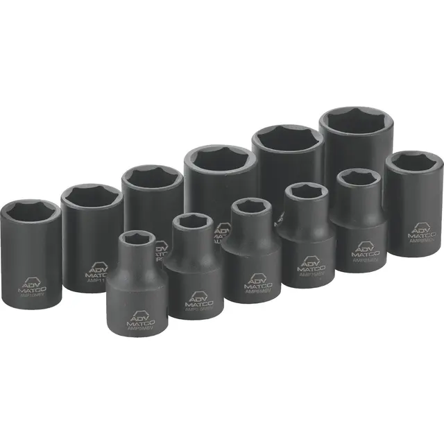 12 PIECE 1/4" DRIVE METRIC 6 POINT ADV MAGNETIC IMPACT SOCKET SET