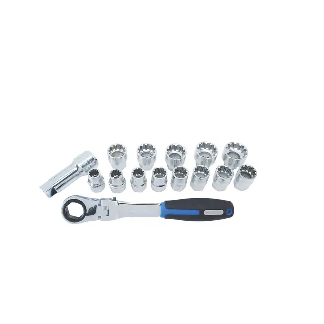 15 PIECE THRU-HOLE DRIVE RATCHET AND SOCKET SET