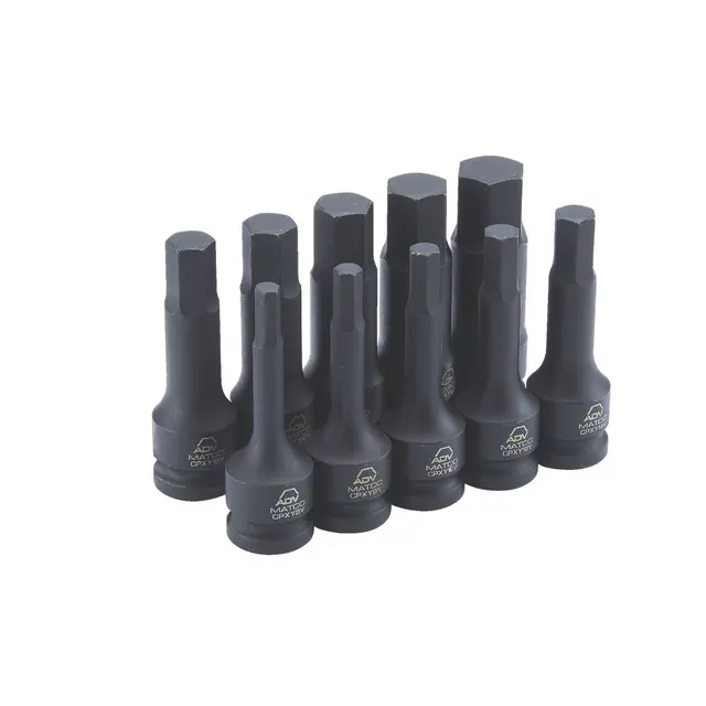 10PCS HEX BIT SAE SOCKET SET