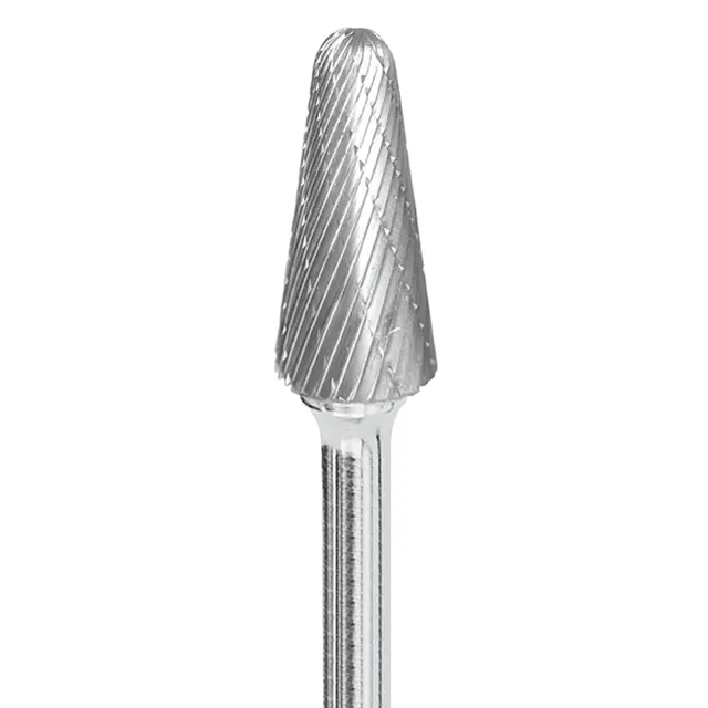 CONE SHAPE, 1/2" X 1 1/8" X 1/4", DOUBLE CUT BURR