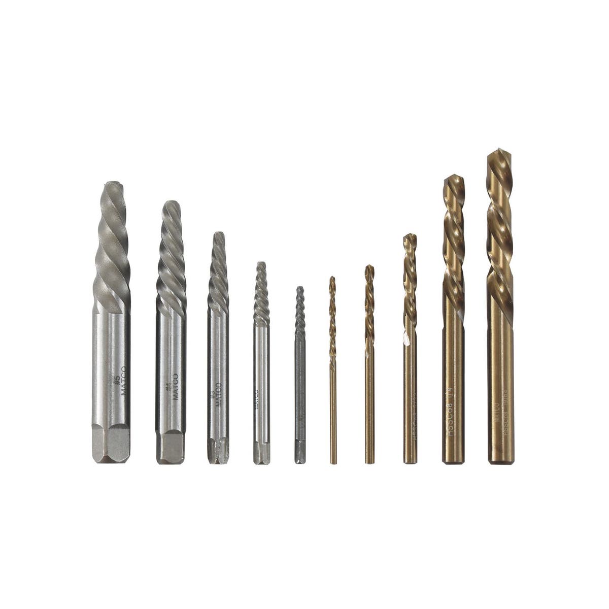 COBALT MECHANIC'S LEFT HAND DRILL BIT EXTRACTOR KIT, 10 PIECE DEK10A