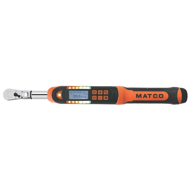 1/4" DRIVE FLEX HEAD ELECTRONIC TORQUE WRENCH 1-20 FT. LBS. WITH ANGLE - ORANGE