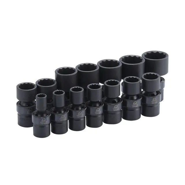 1/2" DRIVE 14 PIECE SAE 12 POINT ADV UNIVERSAL IMPACT SOCKET SET