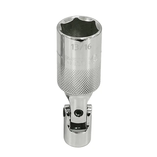 3/8'' DRIVE 13/16" SAE 6 POINT 3-1/2'' LONG SPRING LOADED UNIVERSAL JOINT SPARK PLUG SOCKET
