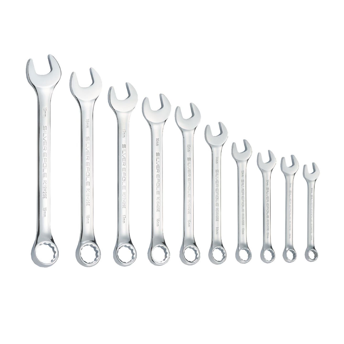 10 PIECE SILVER EAGLE METRIC COMBO WRENCH SET