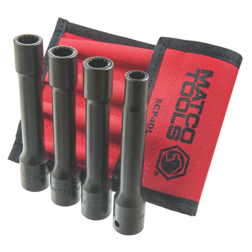 1/2" DRIVE 4 PIECE 12 POINT 5" LONG DRIVELINE SOCKET SET SCP4DL