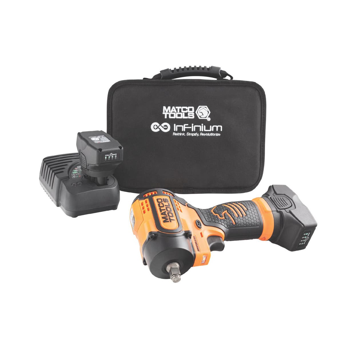 16V CORDLESS INFINIUM™ 3/8" DRIVE STUBBY IMPACT WRENCH KIT ORANGE