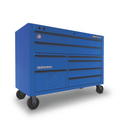 55" DOUBLE-BAY 25" DEEP 8-DRAWER 2S SAPPHIRE BLUE STOCK TOOLBOX
