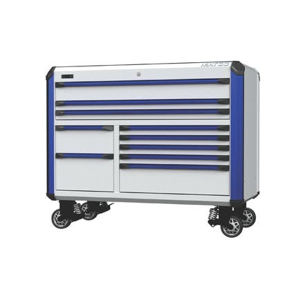 REVEL DOUBLE BAY 28 TOOLBOX PALE HORSE WHITE WITH BLUE TRIM R228TB-WWD
