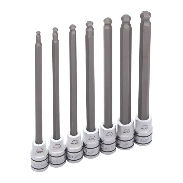 7 PIECE 3/8" DRIVE METRIC ADV LONG BALL HEX BIT SOCKET SET