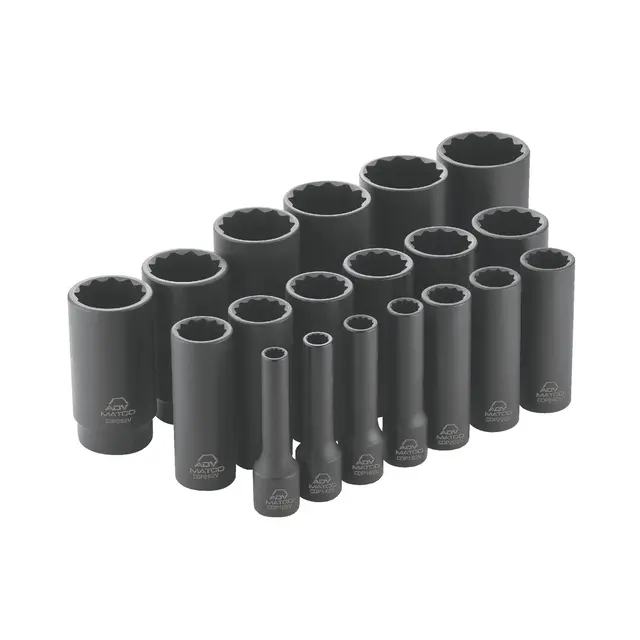 19 PIECE 1/2" DRIVE SAE 12 POINT ADV DEEP IMPACT SOCKET SET