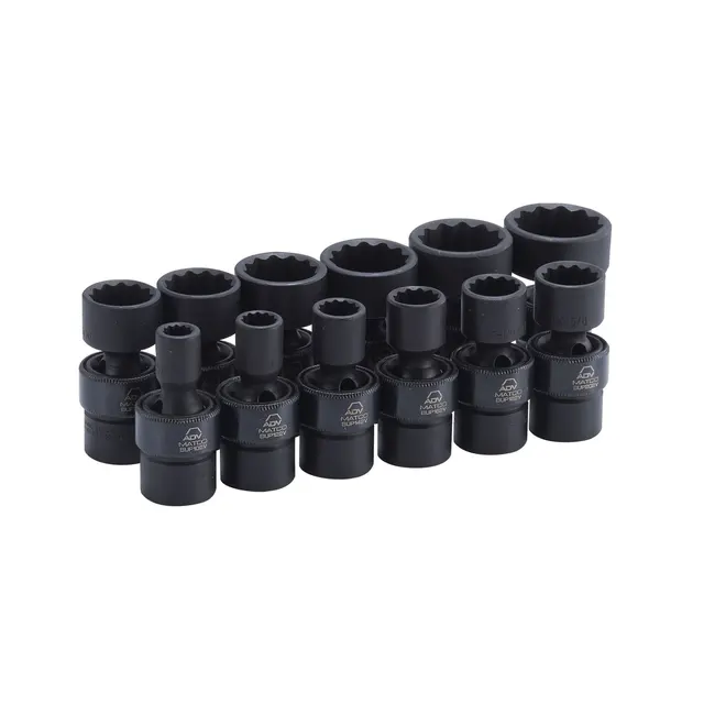 3/8" DRIVE 12 PIECE SAE 12 POINT ADV UNIVERSAL IMPACT SOCKET SET