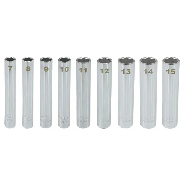 9 PIECE 1/4" DRIVE METRIC 6 POINT EXTRA DEEP SOCKET SET