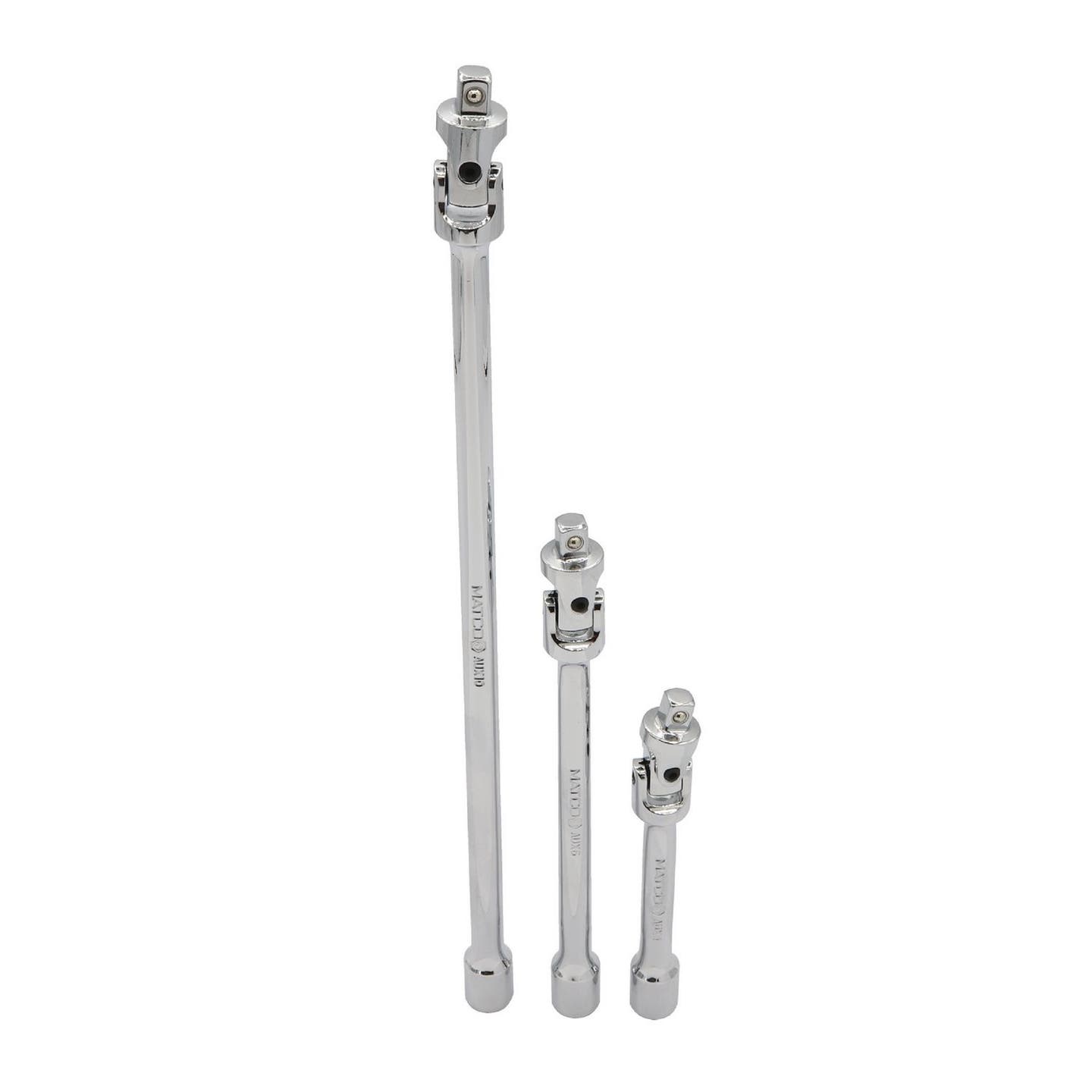 3 PIECE 1/4" DRIVE SPRING LOADED UNIVERSAL JOINT EXTENSION SET