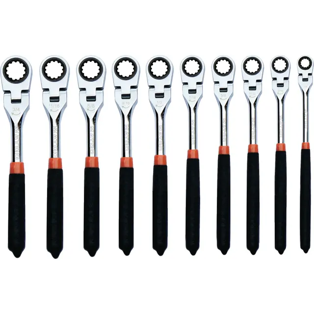 10 PIECE SAE FLEX WRENCH RATCHETING SET