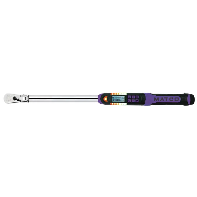 1/2" DRIVE FLEX HEAD ELECTRONIC TORQUE WRENCH 25-250 FT. LBS. WITH ANGLE - PURPLE
