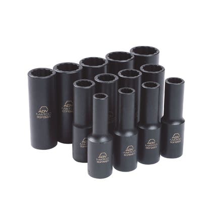13 PIECE 3/8" DRIVE METRIC 12 POINT ADV DEEP IMPACT SOCKET SET