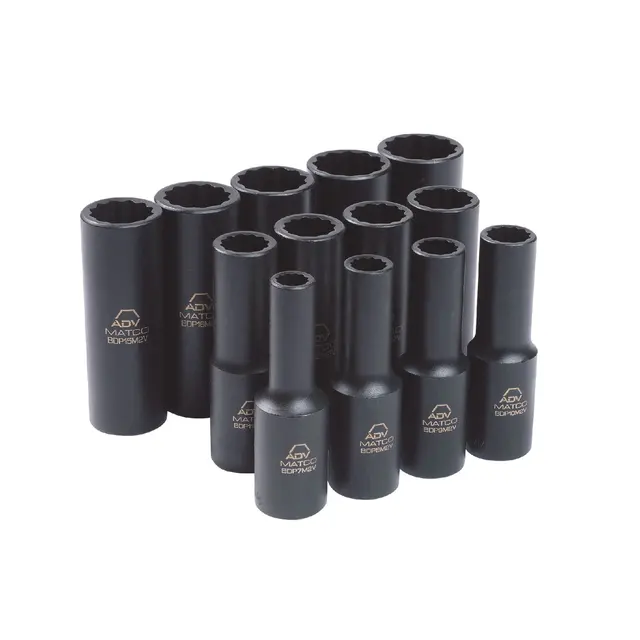 13 PIECE 3/8" DRIVE METRIC 12 POINT ADV DEEP IMPACT SOCKET SET