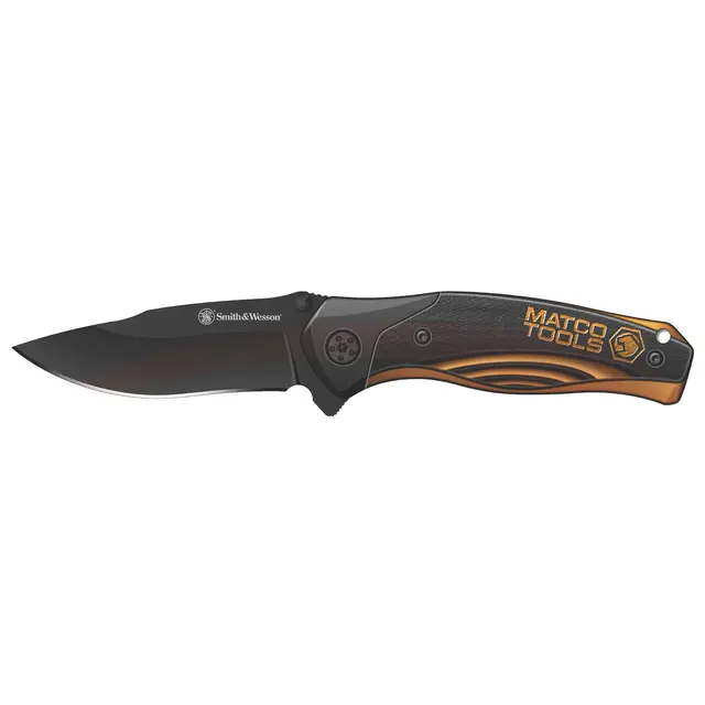 SMITH & WESSON X MATCO ULTRA GLIDE DROP POINT FOLDING KNIFE, ORANGE