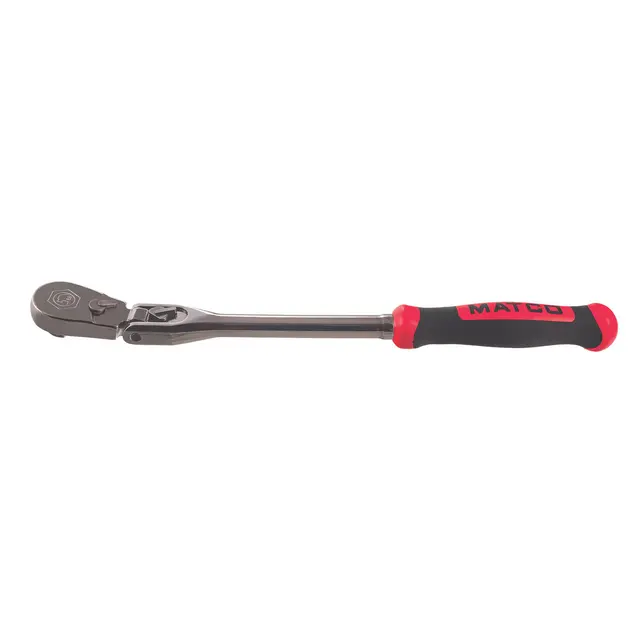 3/8" DRIVE 12-1/2" EIGHTY8 TOOTH BLACK NICKEL LOCKING FLEX RATCHET WITH ERGO HANDLE - RED