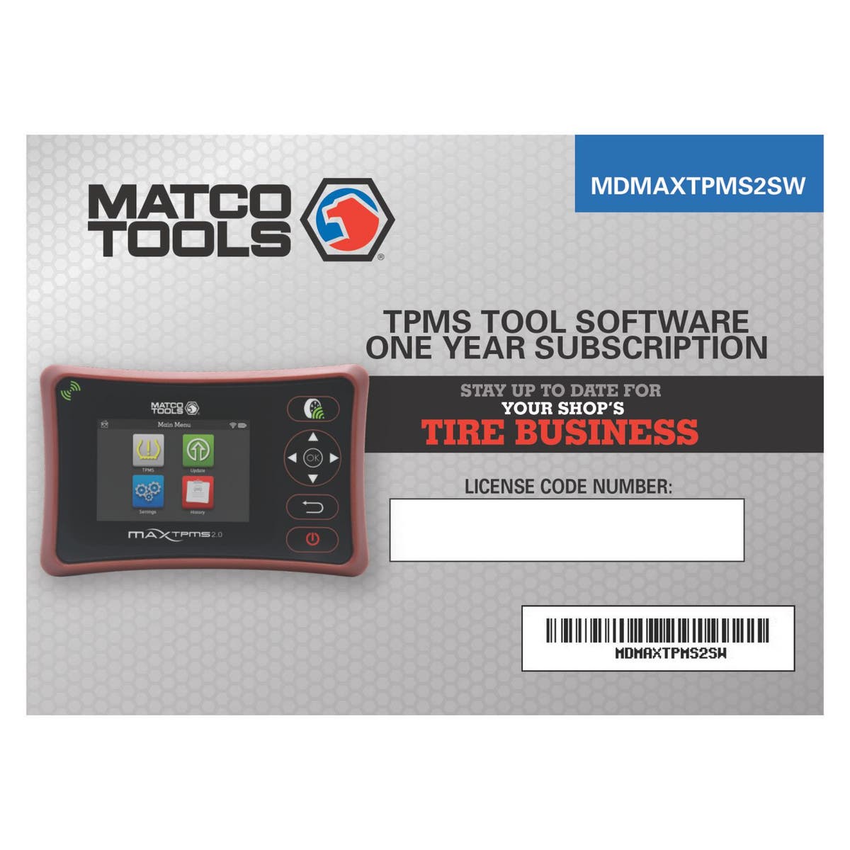ANNUAL SOFTWARE UPDATE FOR MAXIMUS TPMS 2.0 MDMAXTPMS2SW Matco Tools