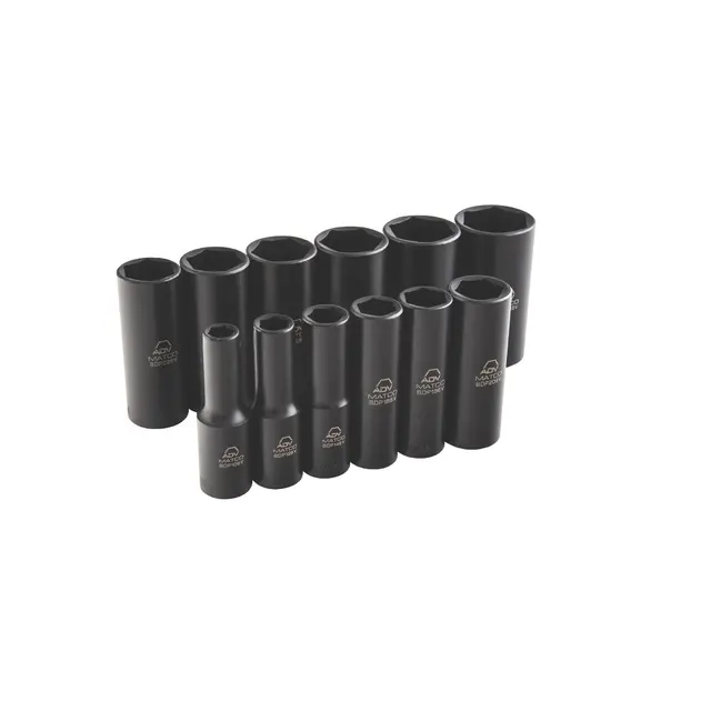 12 PIECE 3/8" DRIVE SAE 6 POINT ADV DEEP IMPACT SOCKET SET