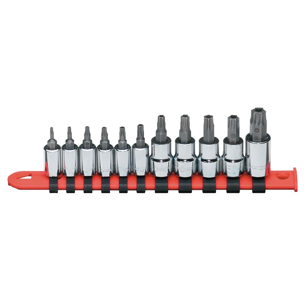 1/4" AND 3/8" DRIVE 11 PIECE TAMPERPROOF TORX BIT DRIVER SET