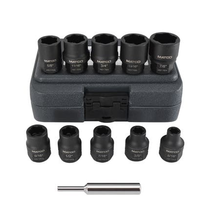1/2" DRIVE 11 PIECE SAE HEX GRIP DAMAGED FASTENER IMPACT SOCKET SET