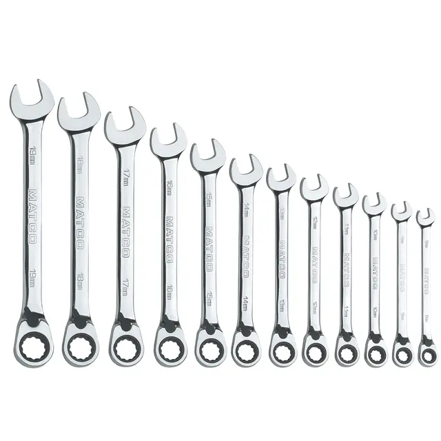 12 PIECE 72 TOOTH METRIC REVERSIBLE COMBINATION RATCHETING WRENCH SET
