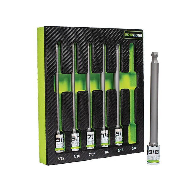 6 PIECE RPT 3/8'' DRIVE LONG SAE BALL HEX DRIVER SET