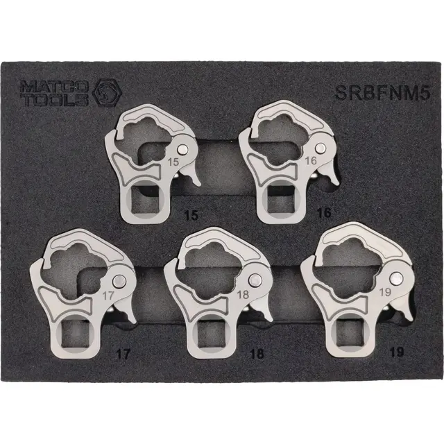 5 PIECE 3/8" DRIVE METRIC RATCHETING FLARE NUT WRENCH SET