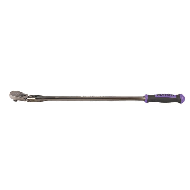 1/2" DRIVE 27-3/8" EIGHTY8 TOOTH BLACK NICKEL LOCKING FLEX RATCHET WITH ERGO HANDLE - PURPLE