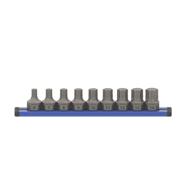 9 PIECE 3/8" AND 17MM DUAL DRIVE METRIC OPTI-GRIP HEX BIT SET