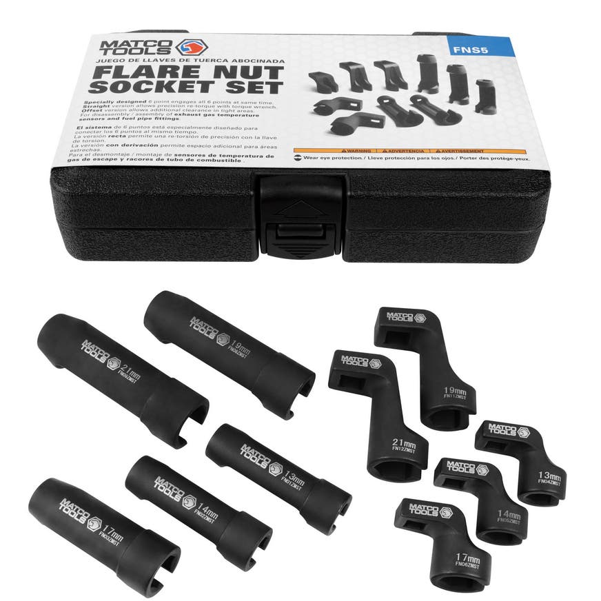 FLARE NUT SOCKET SET STRAIGHT & OFFSET (13MM, 14MM, 17MM, 19MM, 21MM