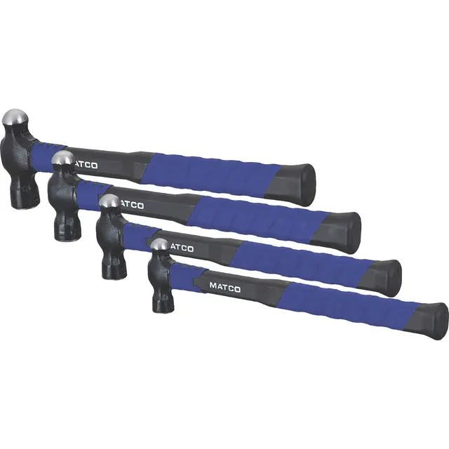 4 PIECE 24 - 48 OZ. BALL PEEN HAMMER SET WITH FIBERGLASS GRIP HANDLES - BLUE