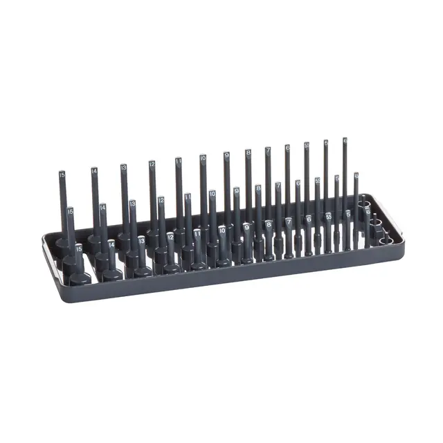 1/4" DRIVE METRIC 3 ROW SOCKET HOLDER - GRAY