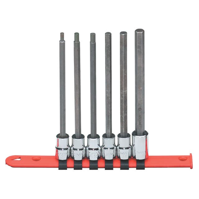 3/8" DRIVE 6 PIECE SAE LONG HEX BIT SOCKET DRIVER SET