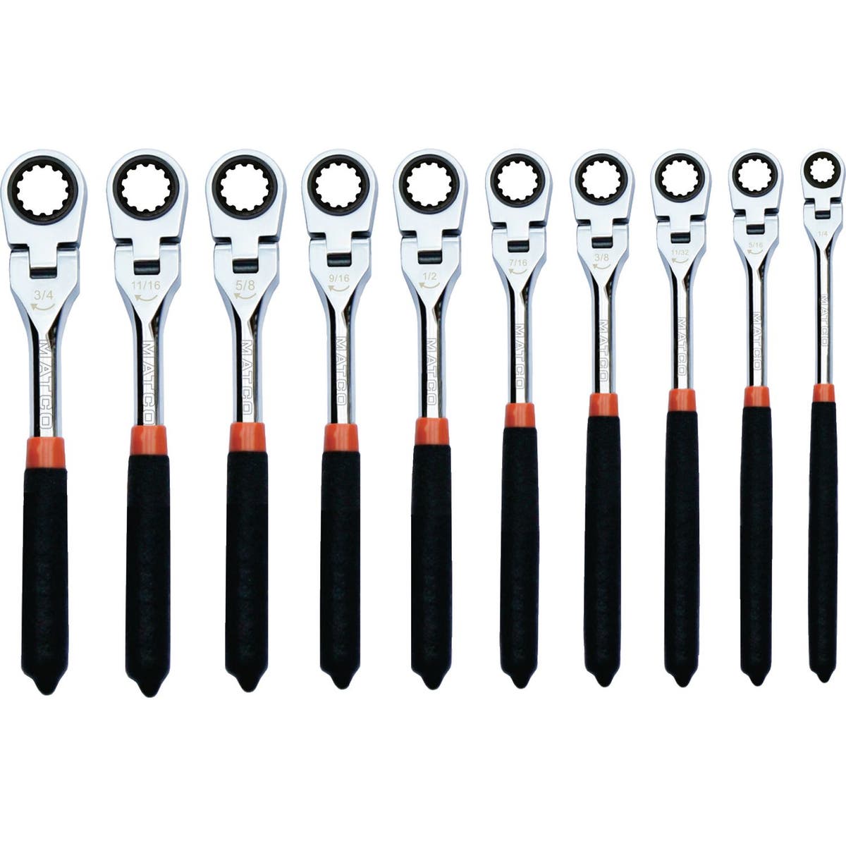 10 PIECE SAE FLEX WRENCH RATCHETING SET SRF102PA Matco Tools