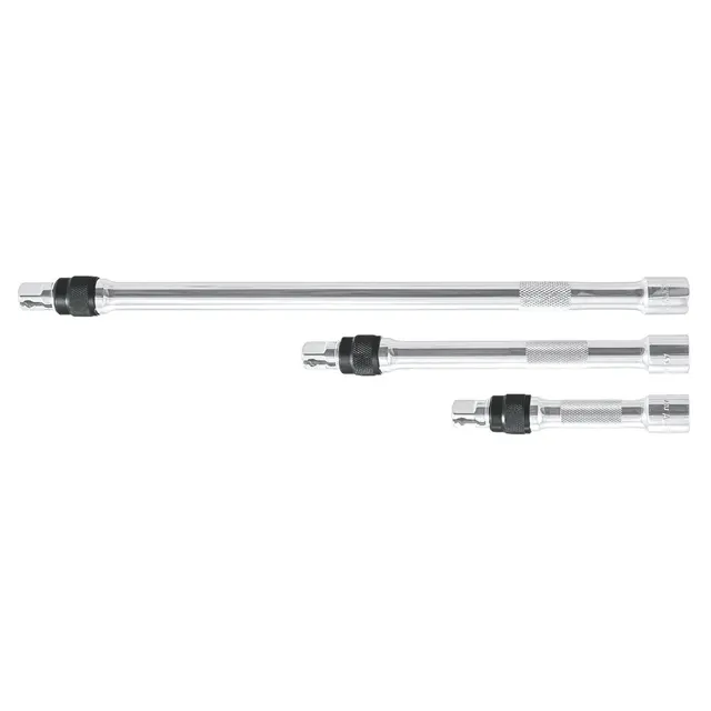 3 PIECE 3/8" DRIVE LOCKING CHROME EXTENSION SET SIZES 3", 6" & 12"