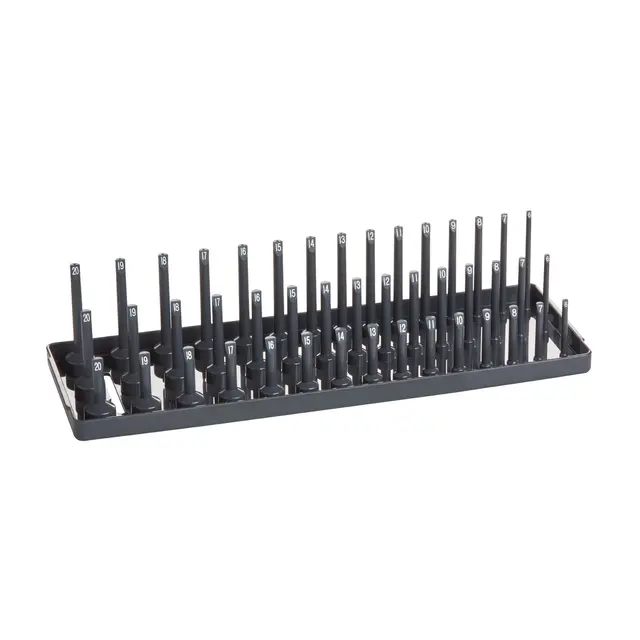 3/8" DRIVE METRIC 3 ROW SOCKET HOLDER - GRAY