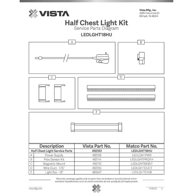 HALF CHEST LIGHT 18" LED