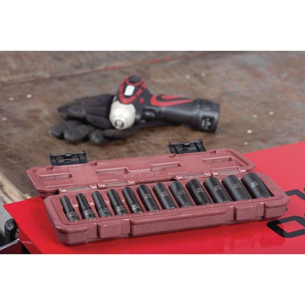 12 PIECE 1/4" DRIVE METRIC 6 POINT ADV MAGNETIC IMPACT SOCKET SET