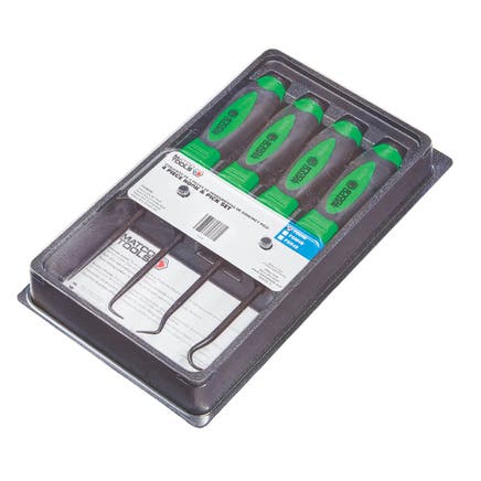 4 PIECE HOOK AND PICK SET WITH METAL CAP - GREEN