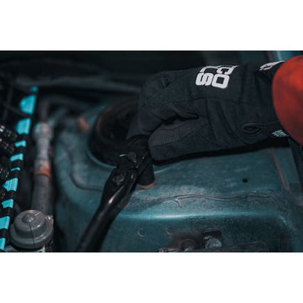 3/8" DRIVE 12-1/2" EIGHTY8 TOOTH BLACK CHROME LOCKING FLEX RATCHET WITH ERGO HANDLE - RED