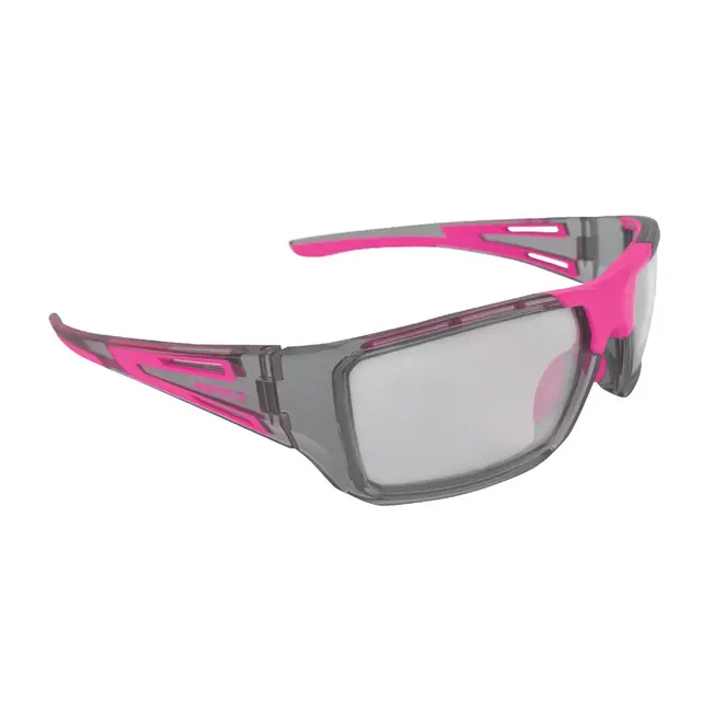 TOOLS FOR THE CAUSE FORCEFLEX SAFETY GLASSES PINK/GRAY FULL FRAME WITH CLEAR LENSES