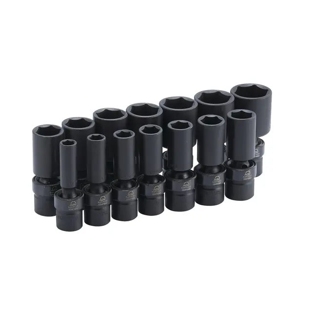 1/2" DRIVE 14 PIECE SAE 6 POINT ADV DEEP UNIVERSAL IMPACT SOCKET SET